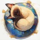 Kitten asleep on cushion Art Print